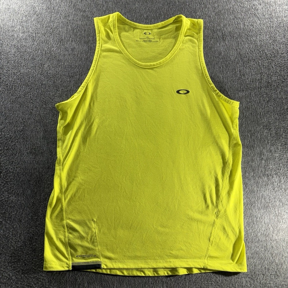 Oakley Shirt Mens Large Yellow Tank Top Logo Pocket
